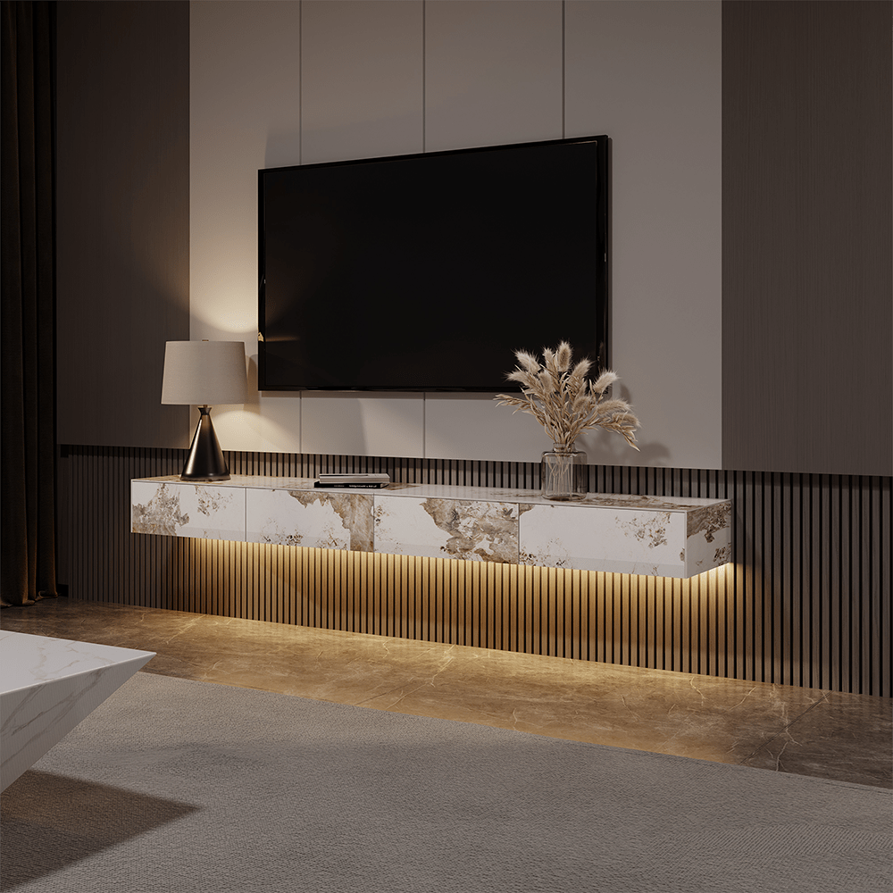 Float Modern Sintered Stone Floating TV Console - Exclusivia