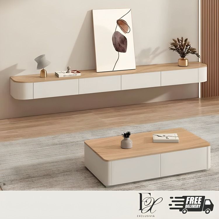 GILLHAM Modern Japandi Floating TV Console - Exclusivia