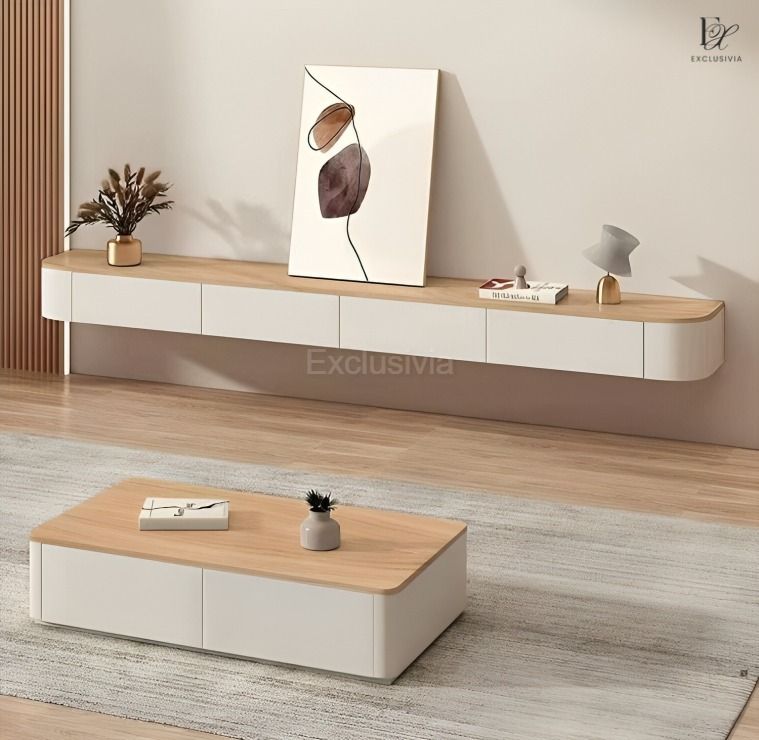 GILLHAM Modern Japandi Floating TV Console - Exclusivia