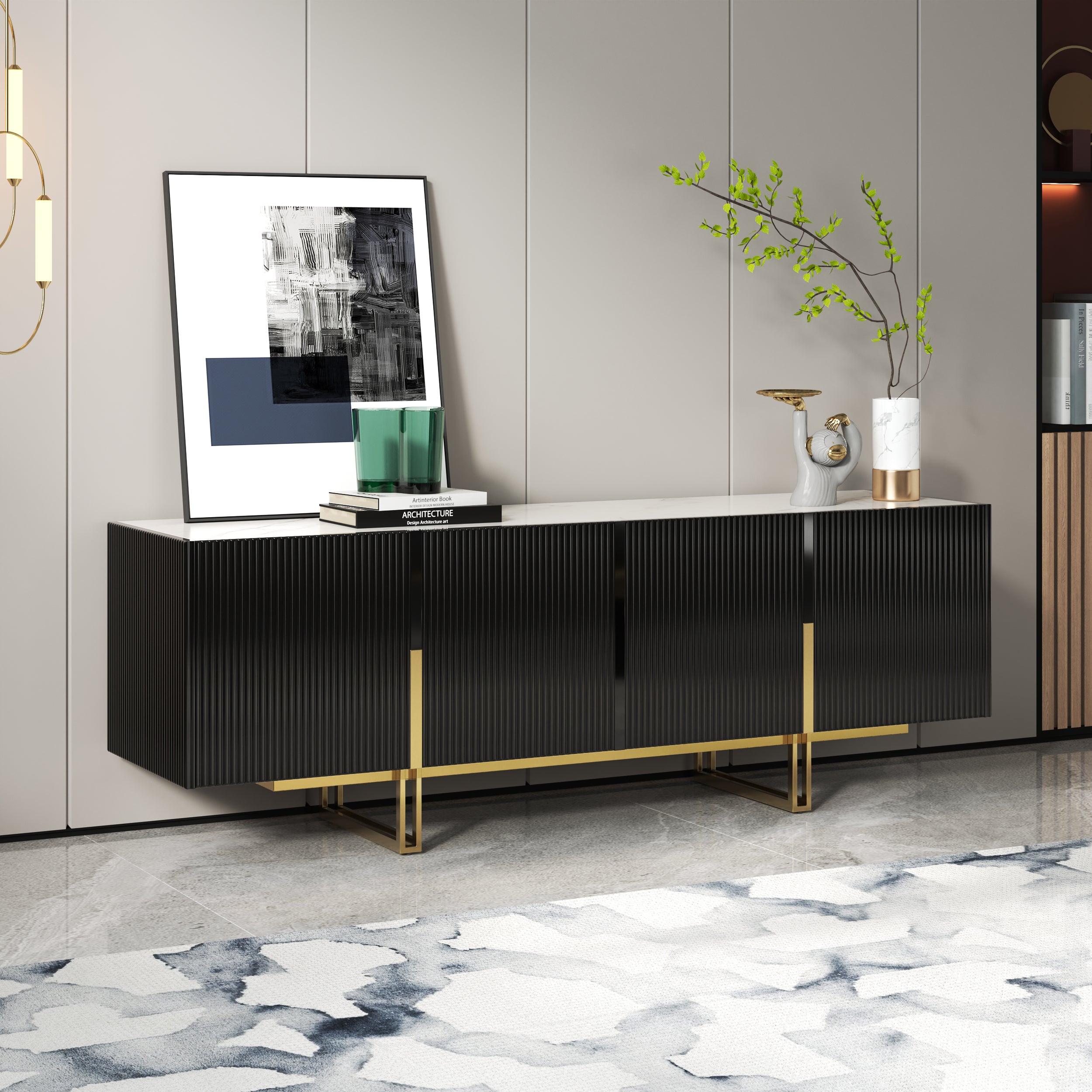 Auro Sintered Stone Fluted TV Console