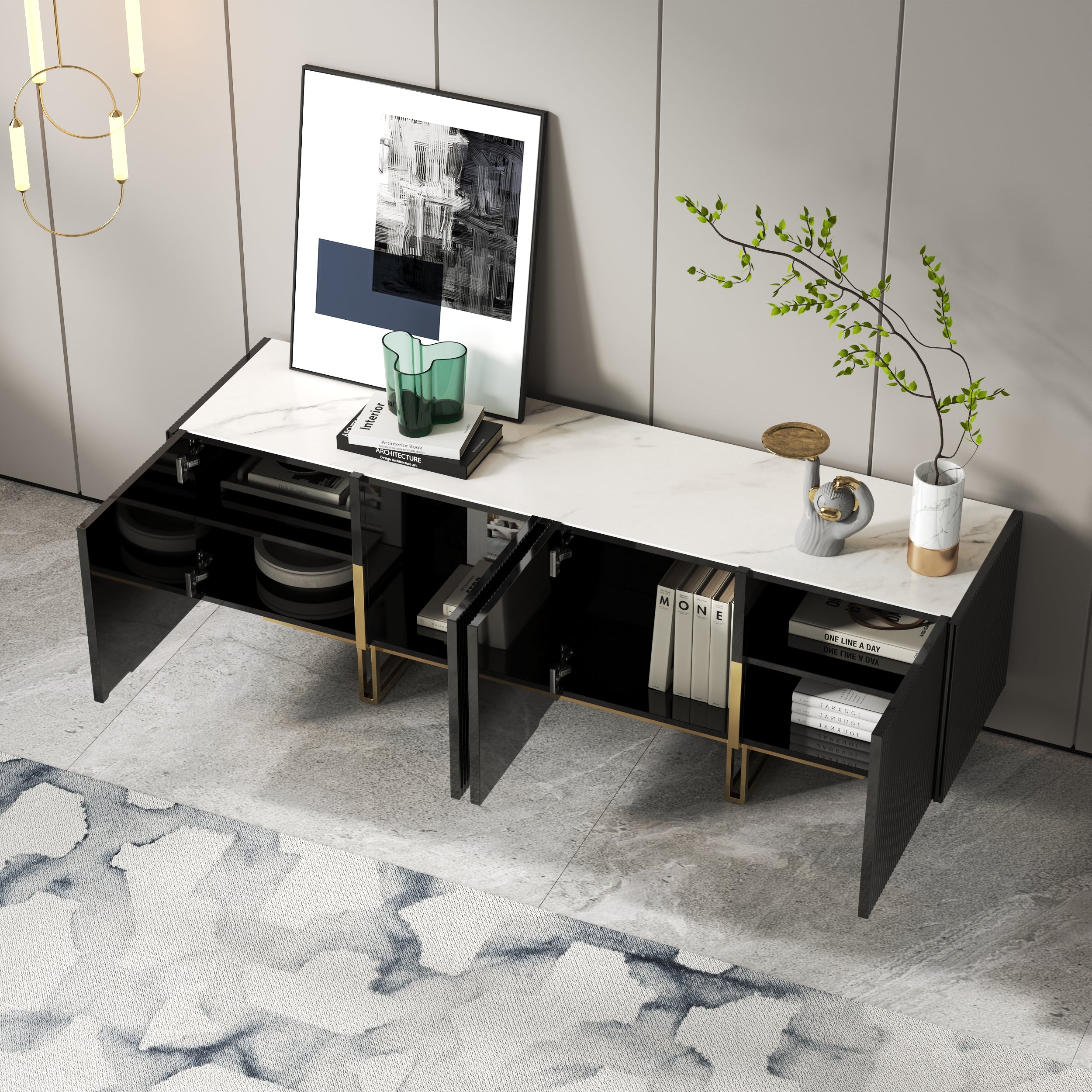 Auro Sintered Stone Fluted TV Console