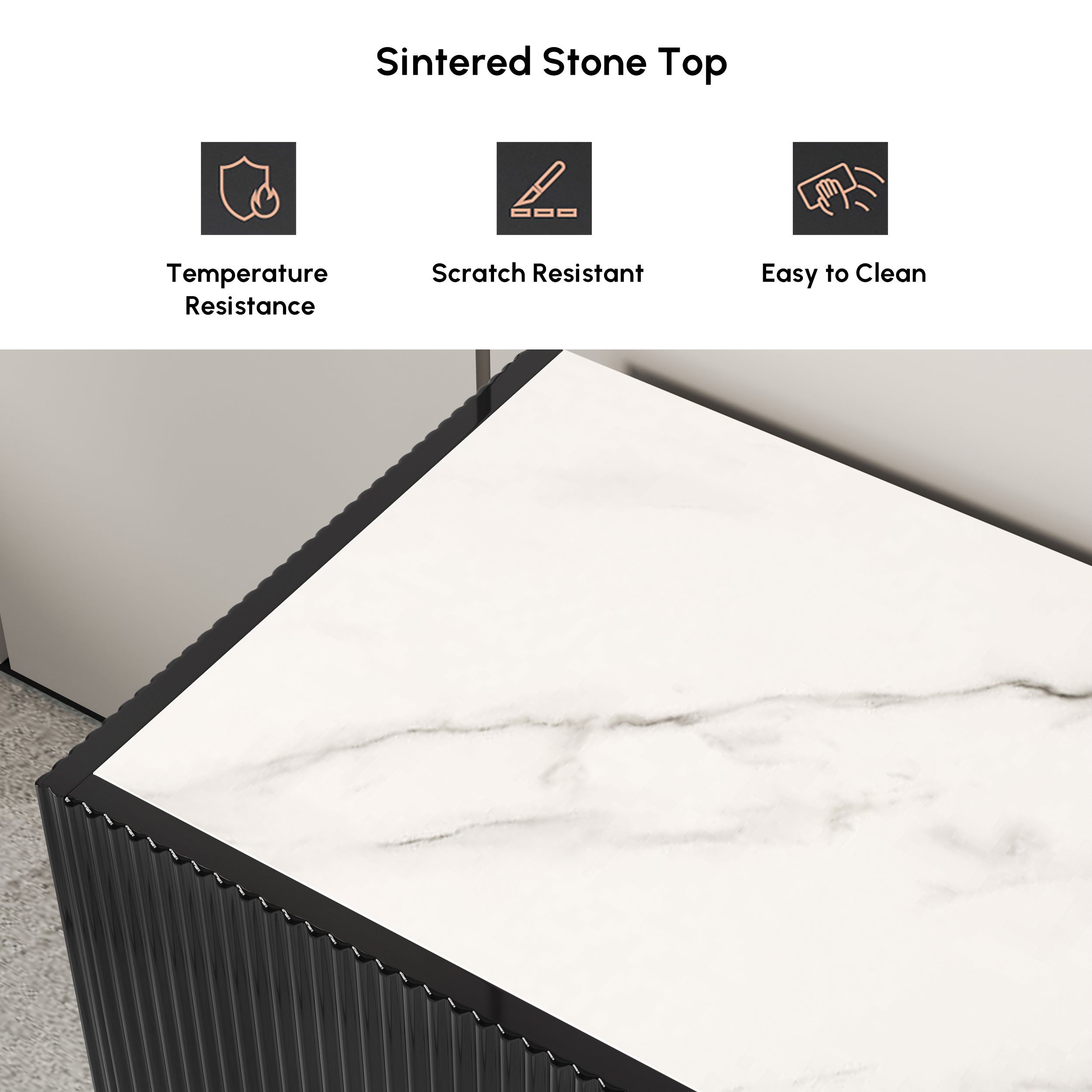 Auro Sintered Stone Fluted TV Console