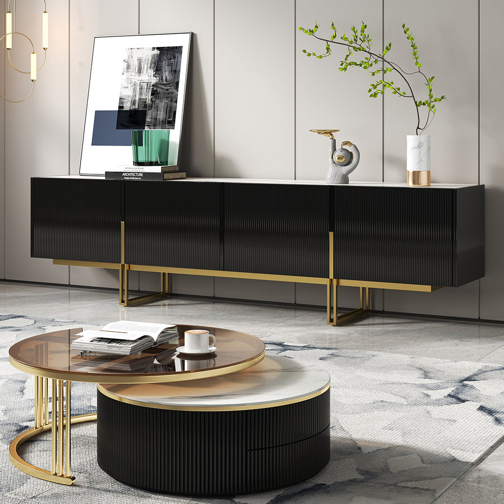 Auro Sintered Stone Fluted TV Console