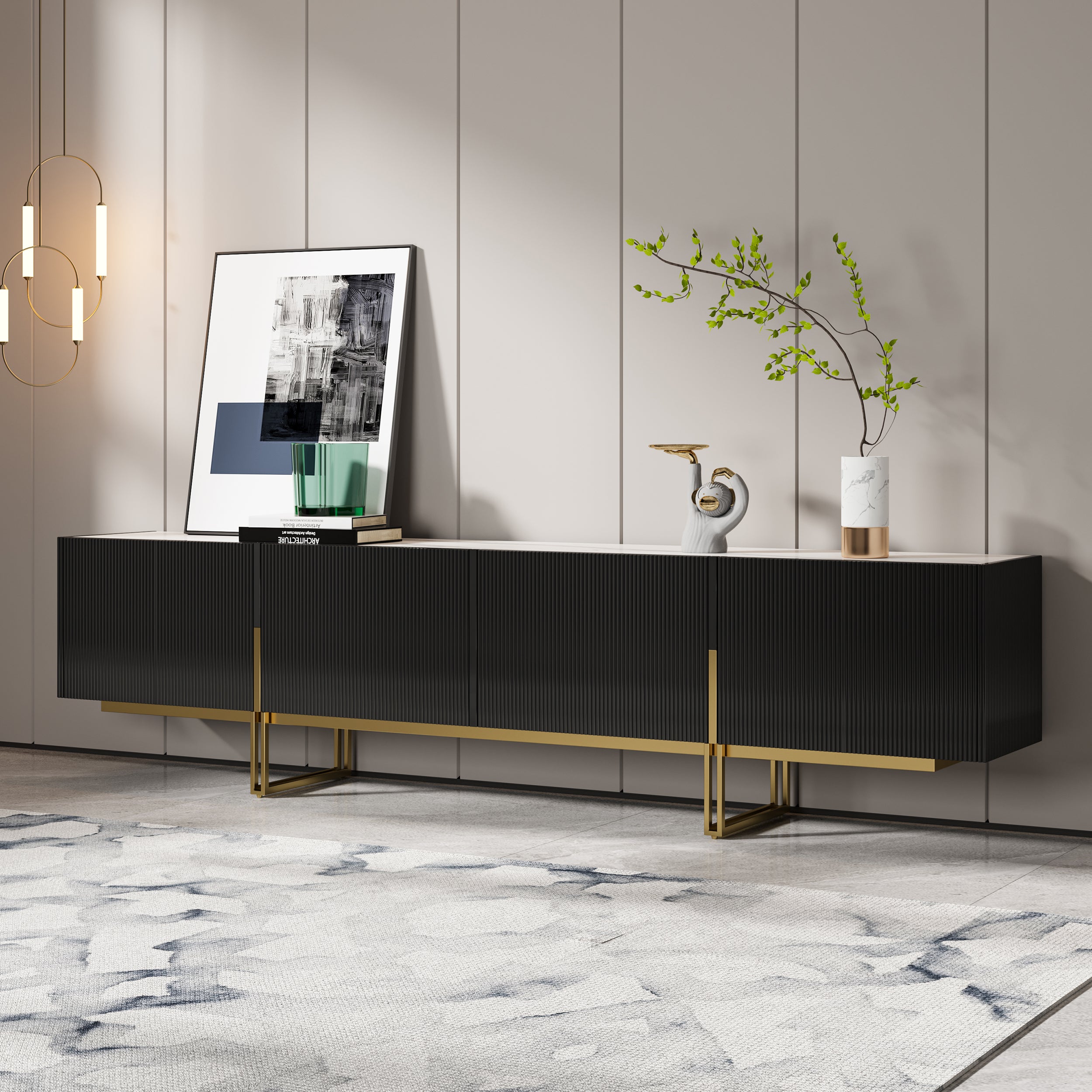 Auro Sintered Stone Fluted TV Console