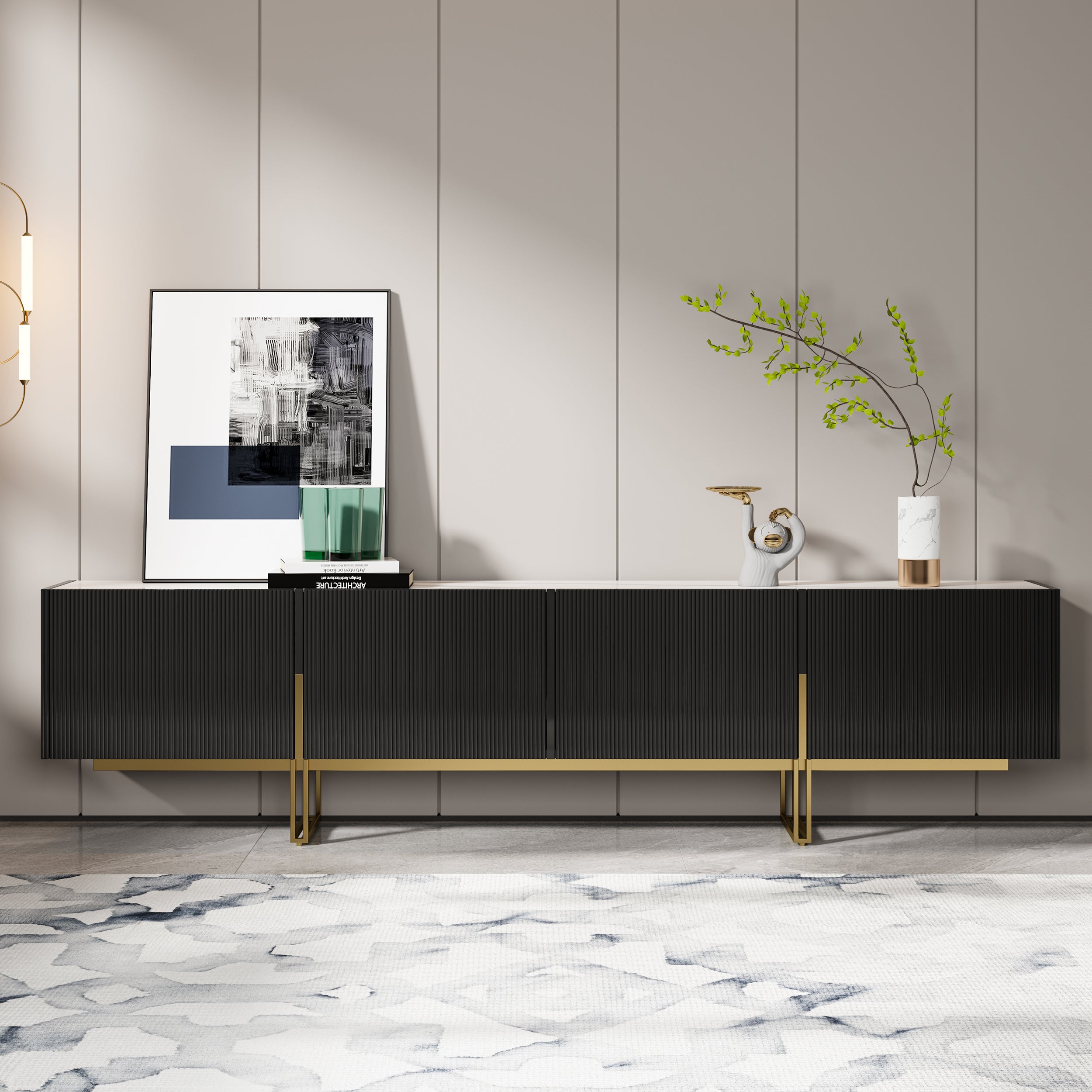 Auro Sintered Stone Fluted TV Console