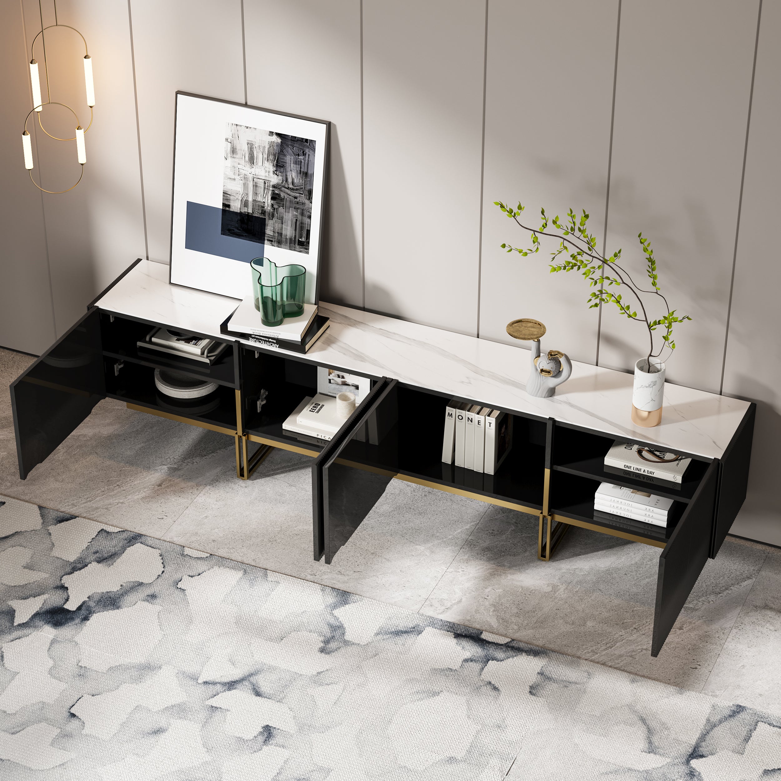 Auro Sintered Stone Fluted TV Console