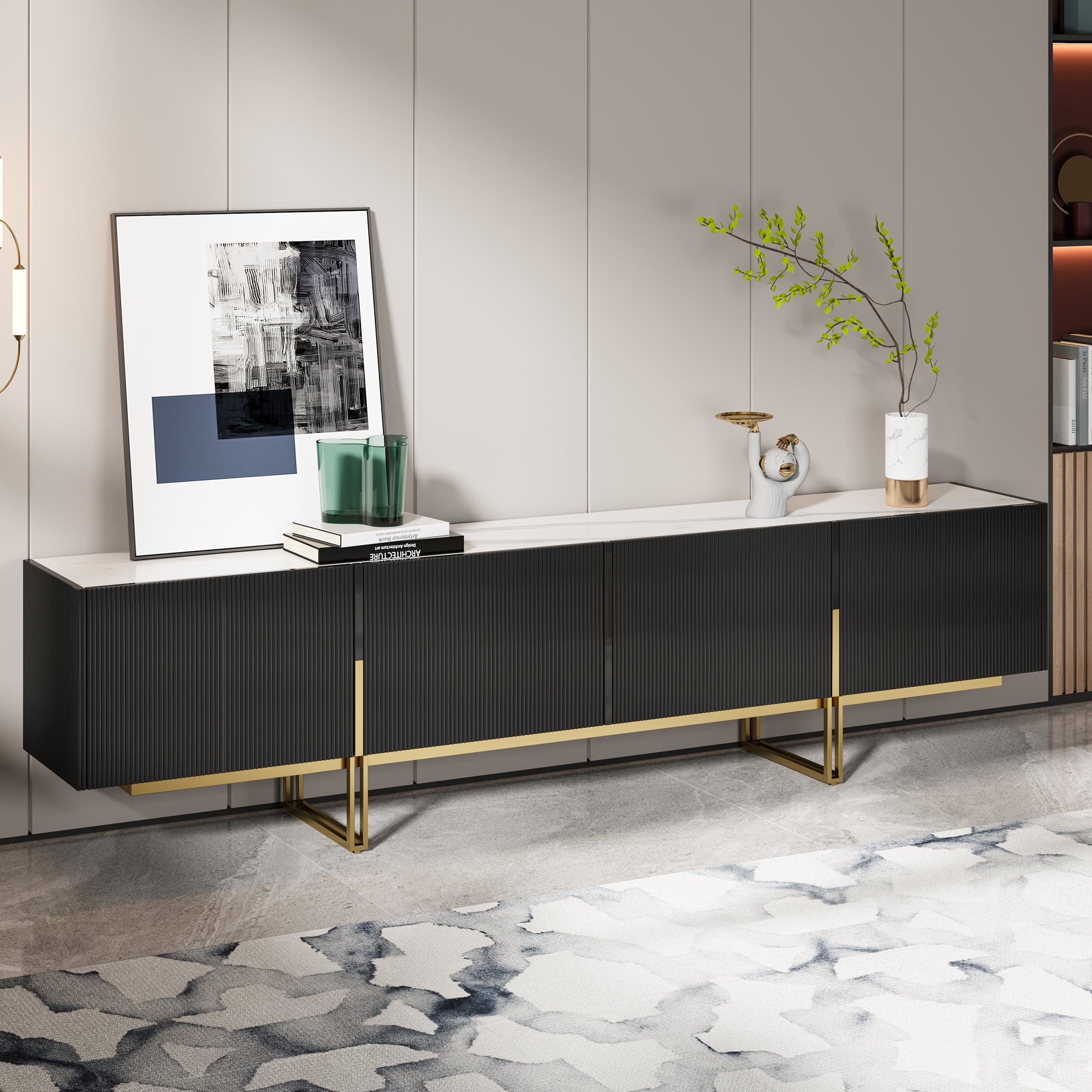 Auro Sintered Stone Fluted TV Console