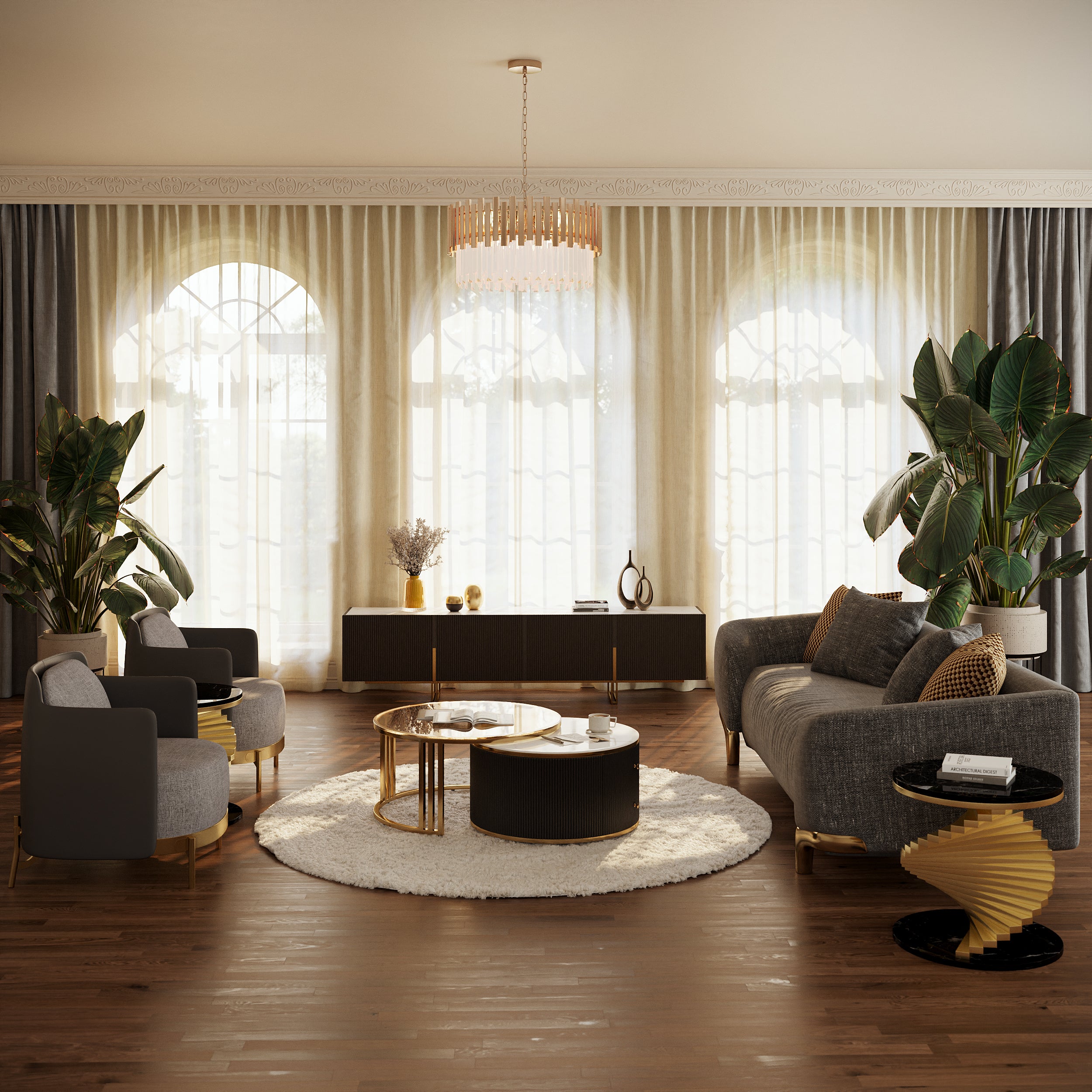 Auro Sintered Stone Fluted TV Console