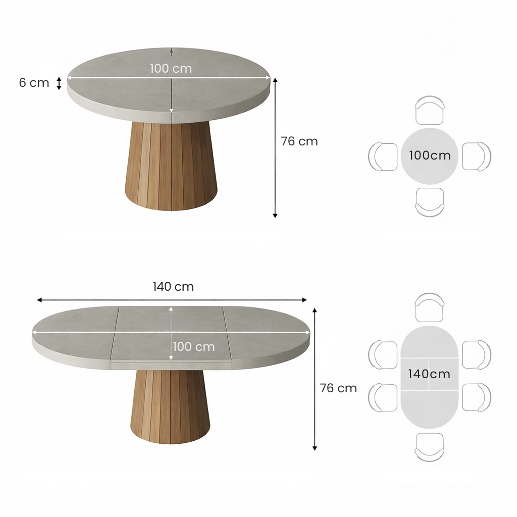 Aira Japandi Extendable Dining Table
