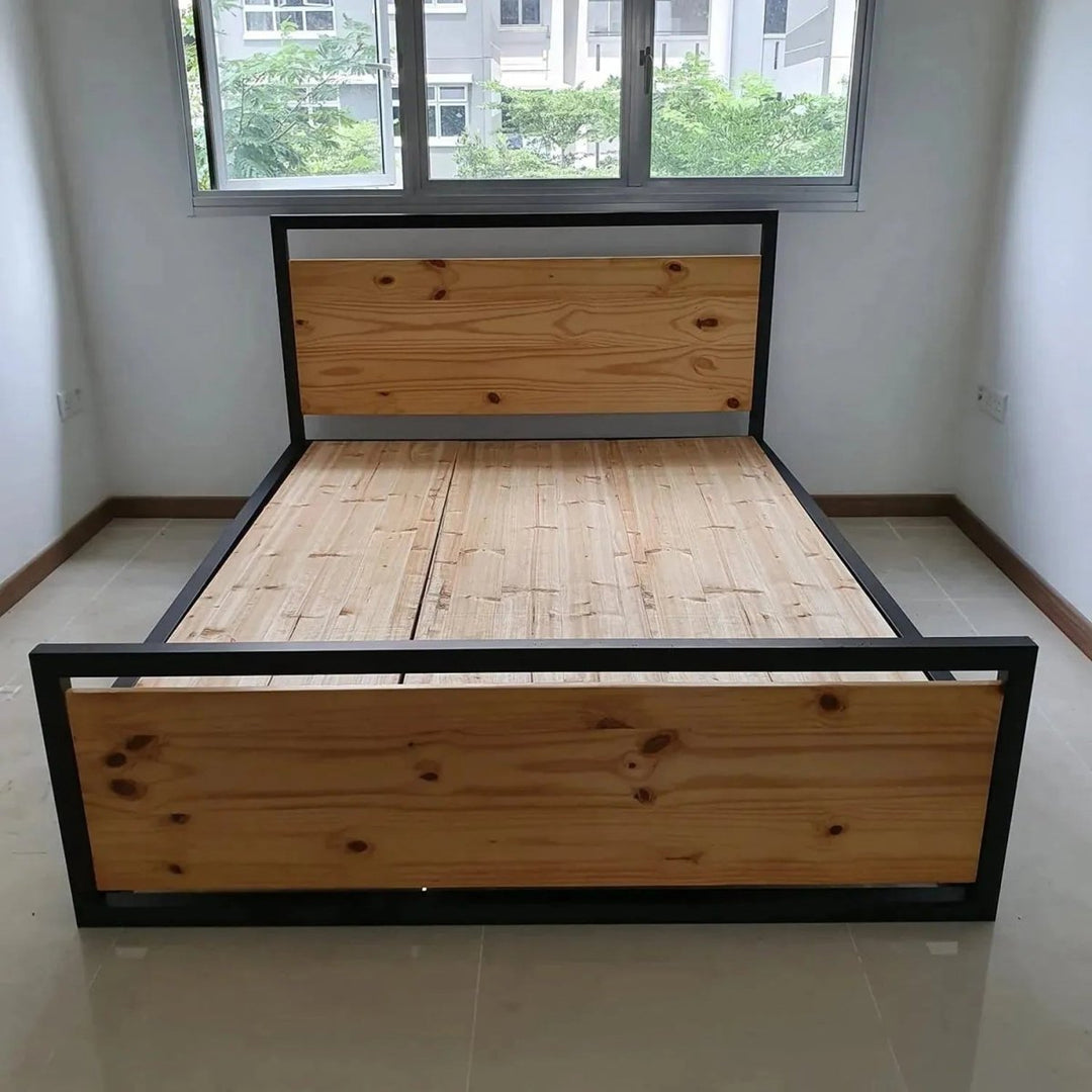 Grove Industrial Pine Wood Bed - Exclusivia
