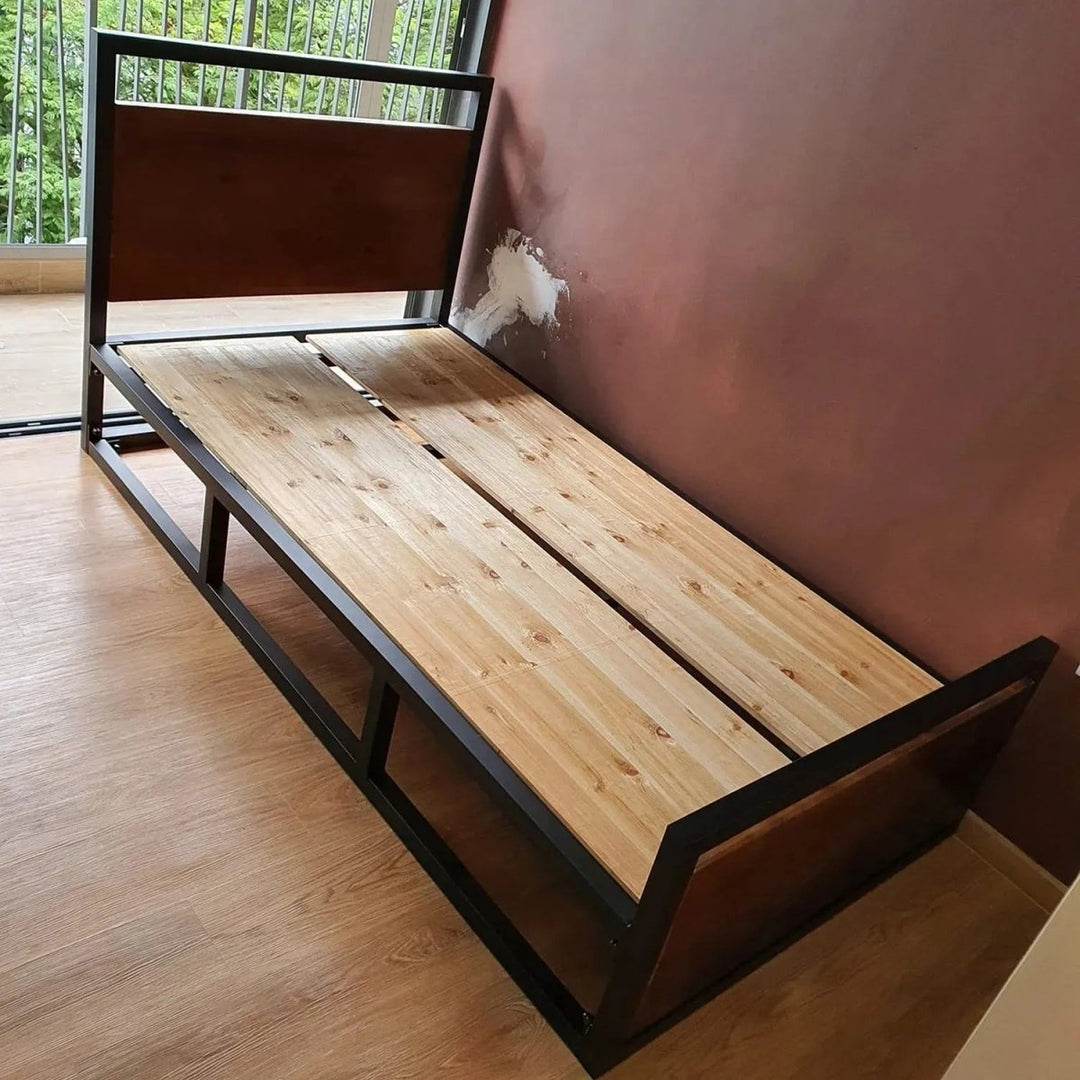 Grove Industrial Pine Wood Bed - Exclusivia