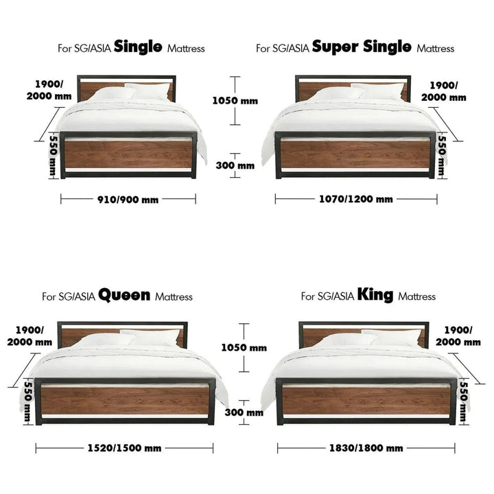 Grove Industrial Pine Wood Bed - Exclusivia