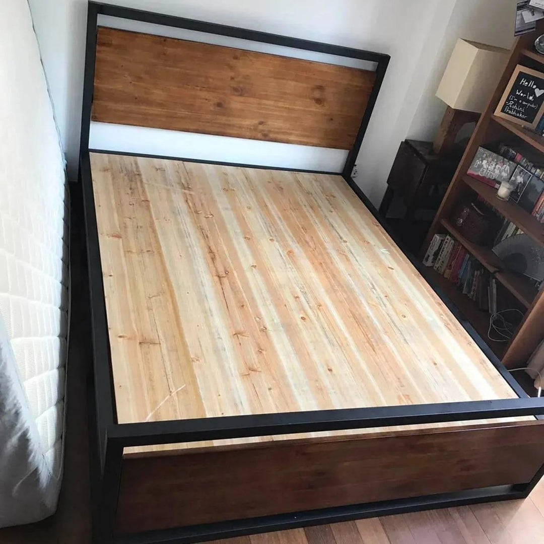 Grove Industrial Pine Wood Bed - Exclusivia