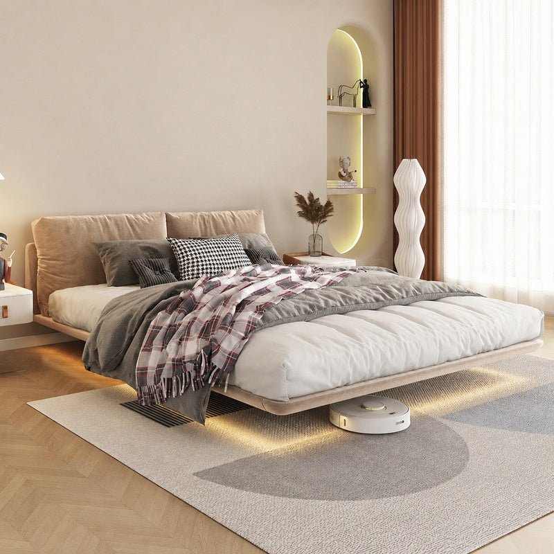 Halo Modern Floating Fabric Bedframe - Exclusivia