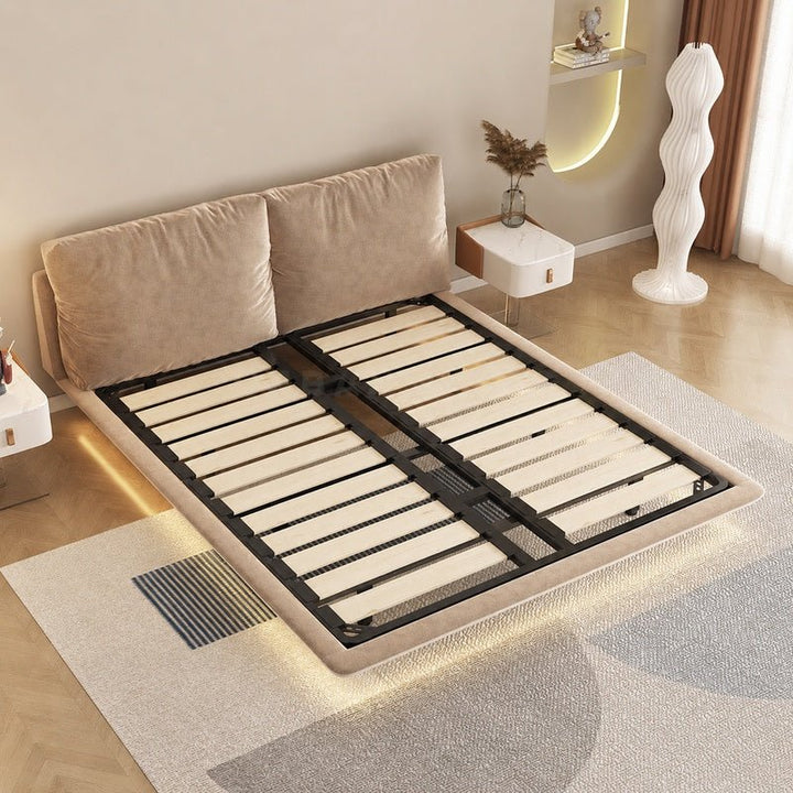 Halo Modern Floating Fabric Bedframe - Exclusivia