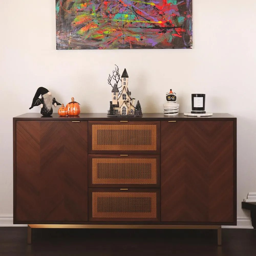 Harlowe 150 cm Mid - Century Walnut Storage Cabinet - Exclusivia