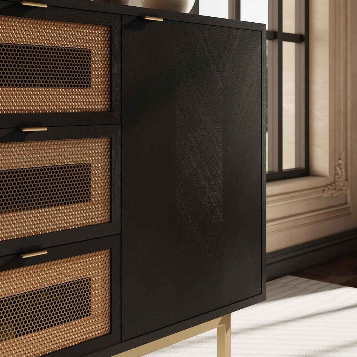 Harlowe 150 cm Mid - Century Walnut Storage Cabinet - Exclusivia