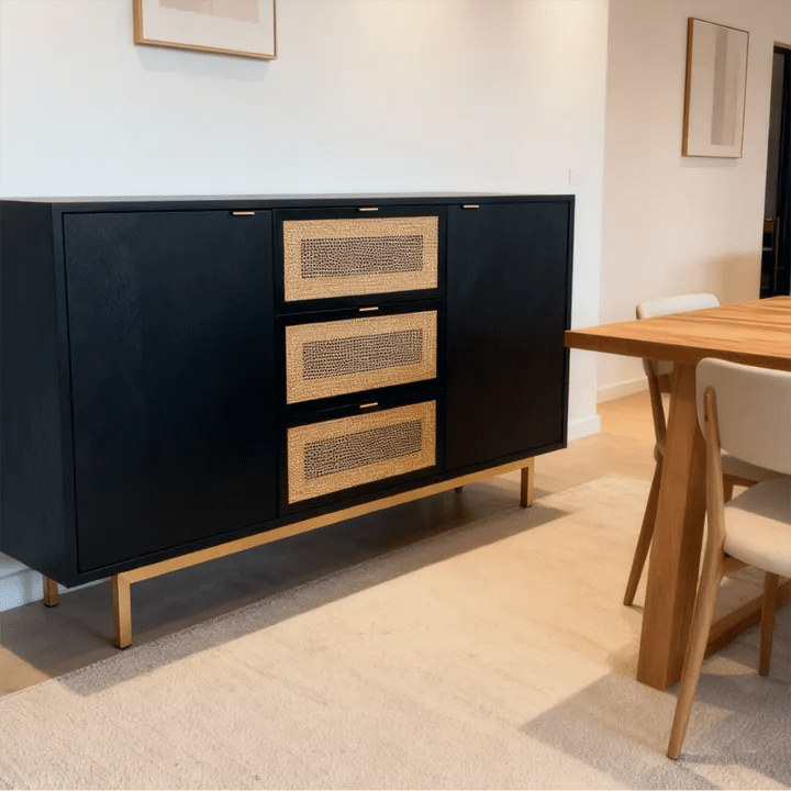 Harlowe 150 cm Mid - Century Walnut Storage Cabinet - Exclusivia