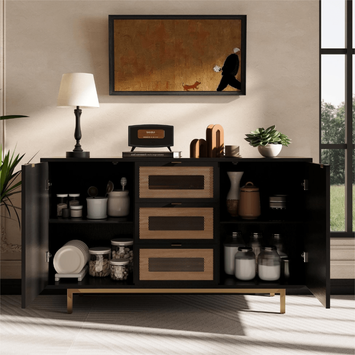 Harlowe Mid - Century Walnut Storage Cabinet - Exclusivia