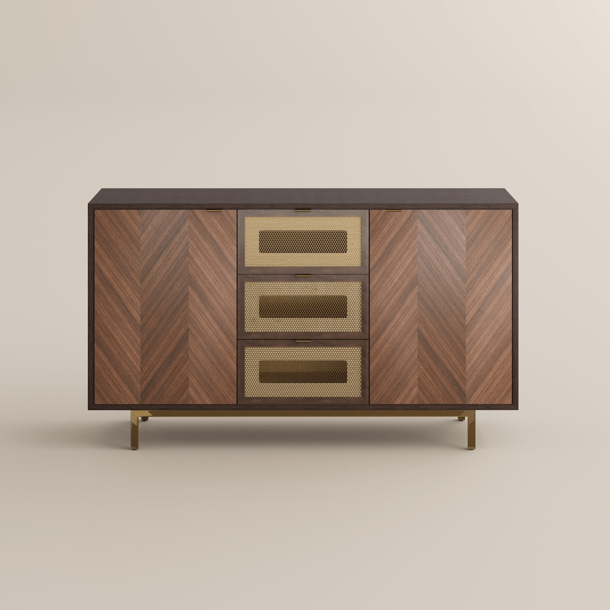 Harlowe Mid - Century Walnut Storage Cabinet - Exclusivia