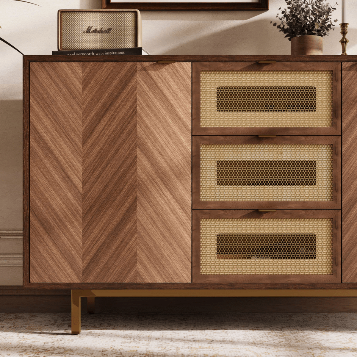 Harlowe Mid - Century Walnut Storage Cabinet - Exclusivia