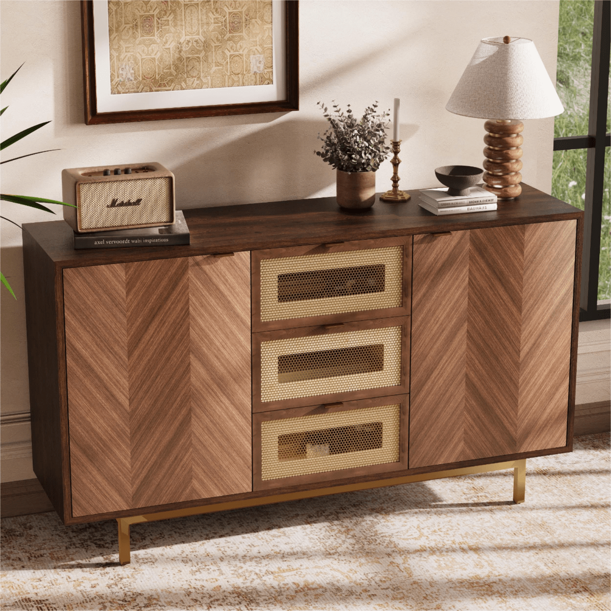 Harlowe Mid - Century Walnut Storage Cabinet - Exclusivia