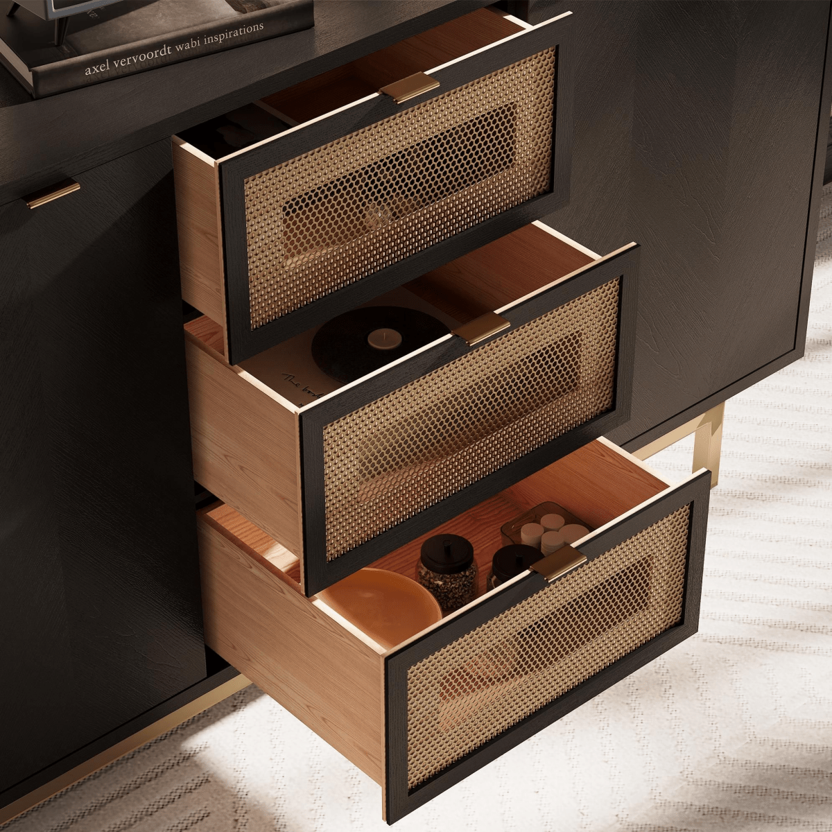 Harlowe Mid - Century Walnut Storage Cabinet - Exclusivia