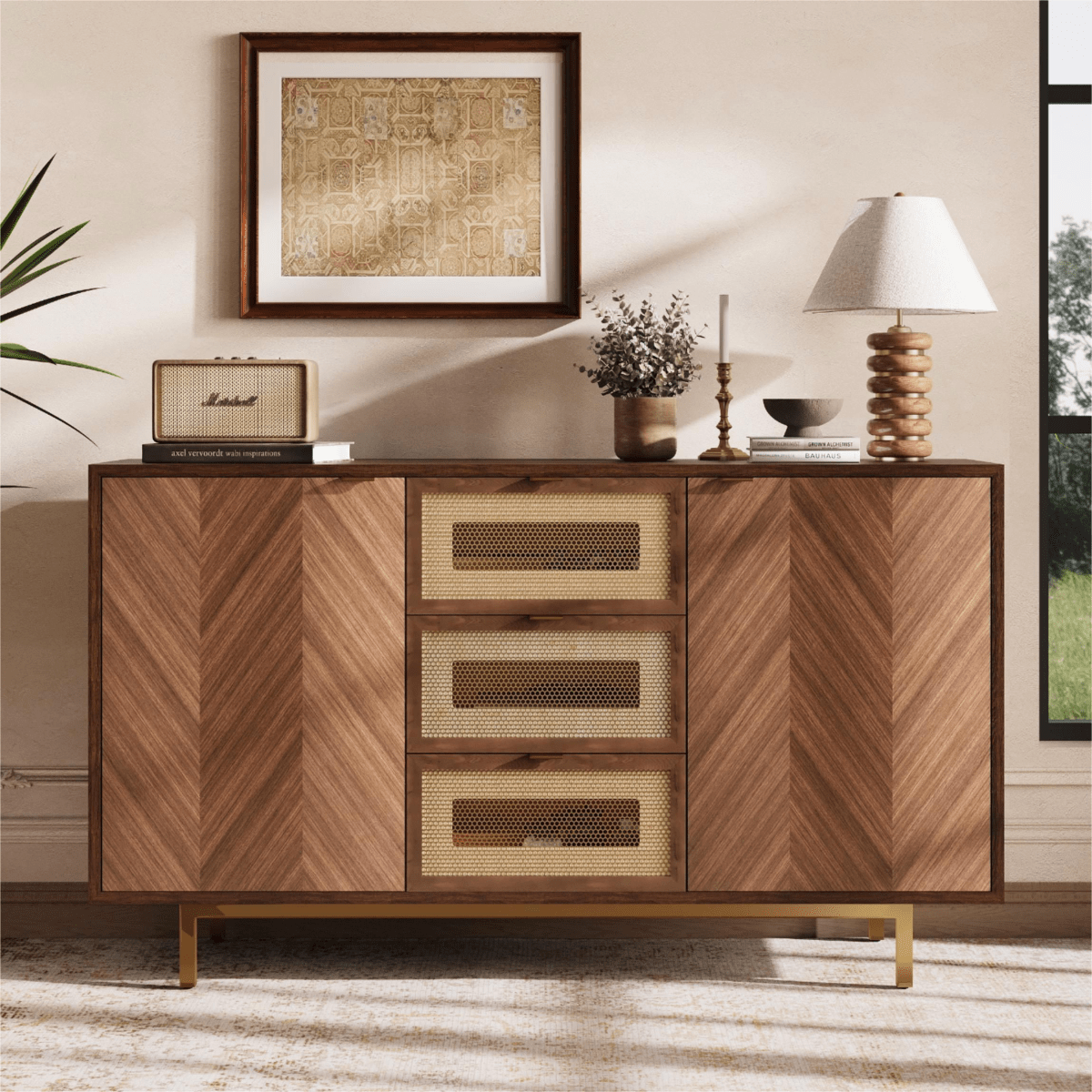 Harlowe Mid - Century Walnut Storage Cabinet - Exclusivia