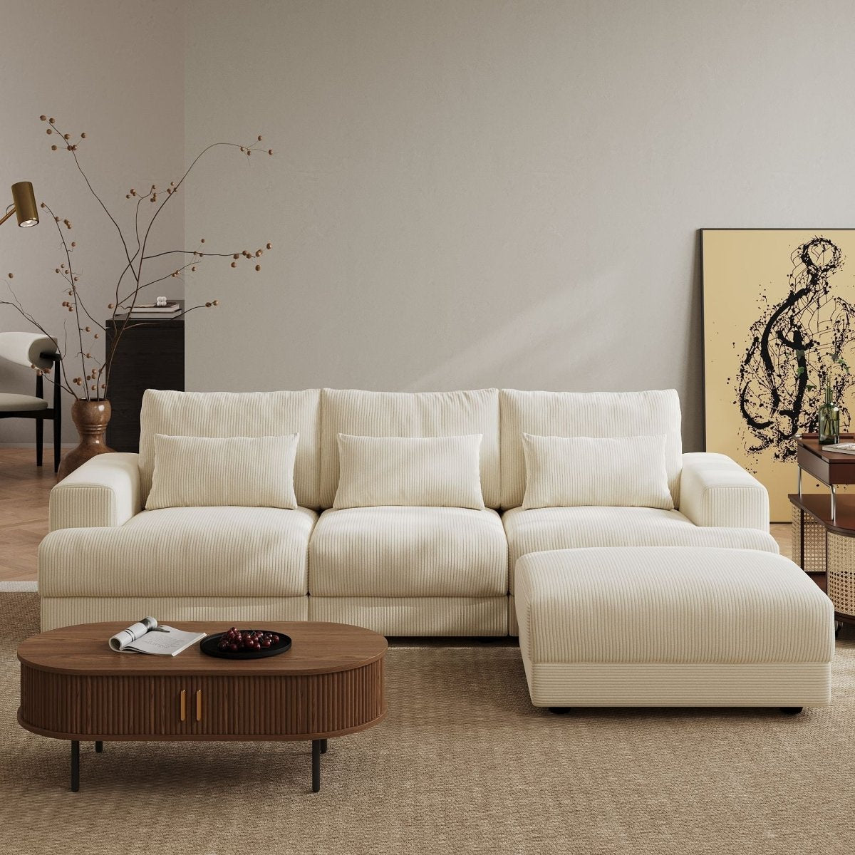 Harmony Modular Corduroy Loveseat - Exclusivia