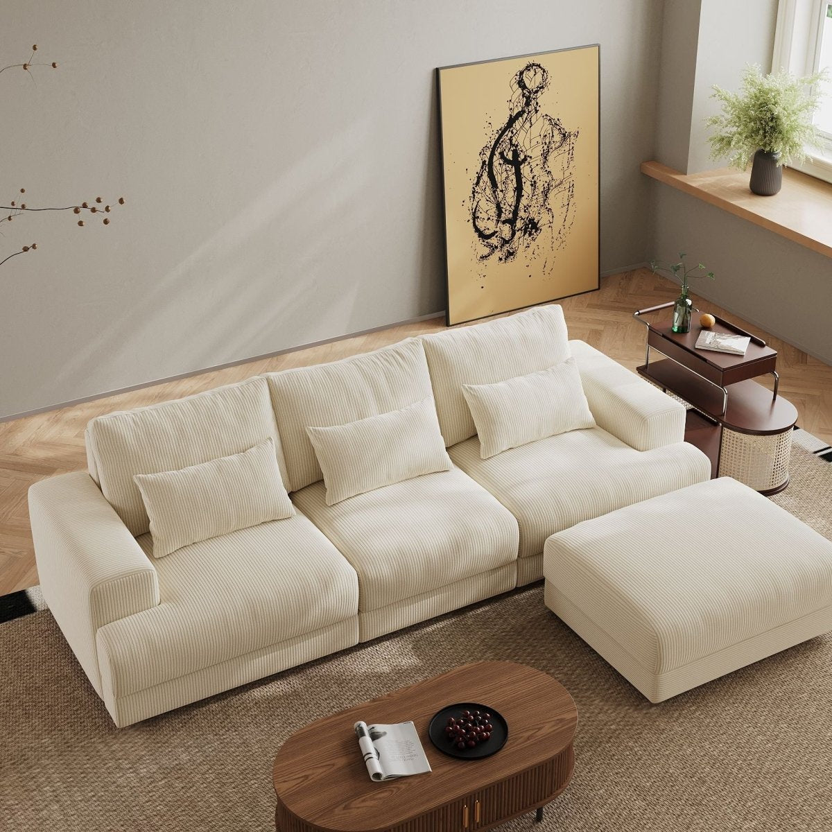 Harmony Modular Corduroy Loveseat - Exclusivia