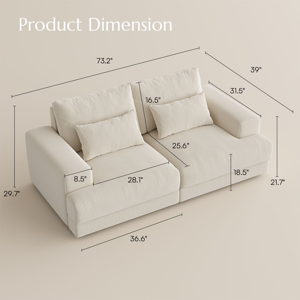 Harmony Modular Corduroy Loveseat - Exclusivia
