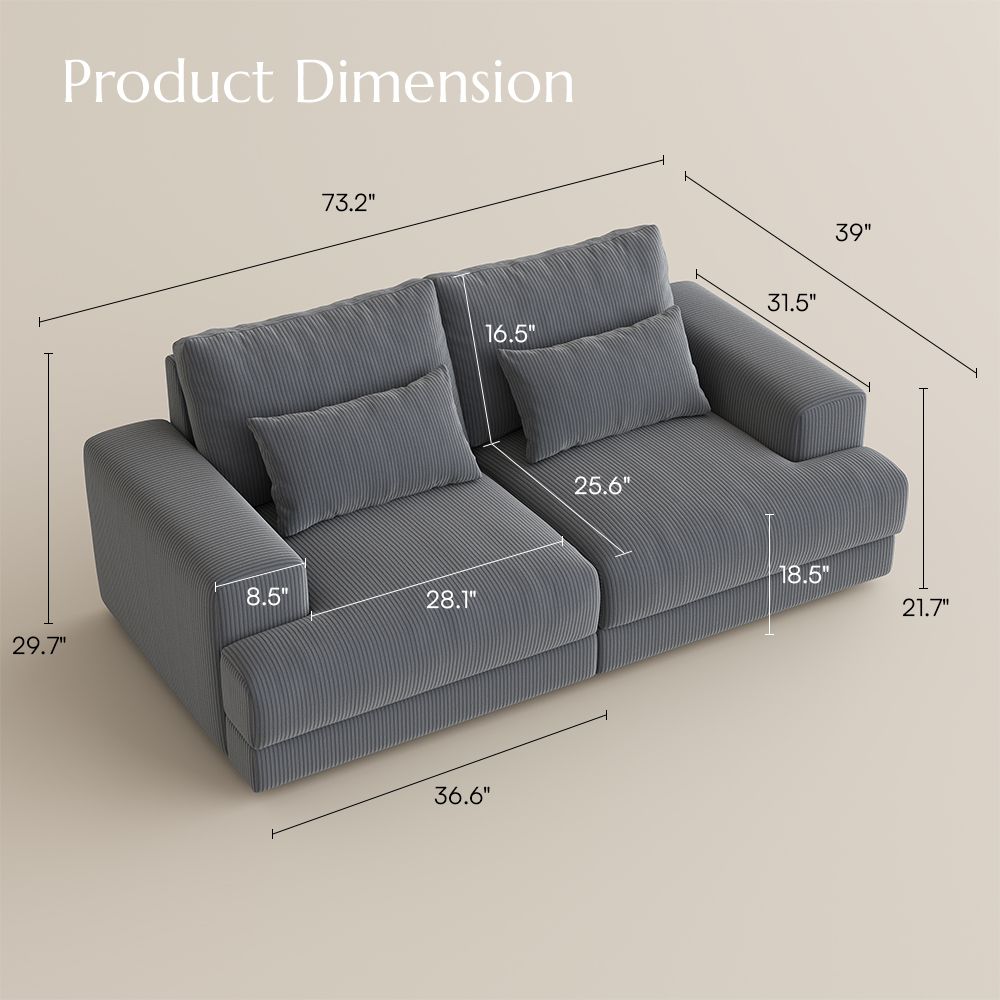 Harmony Modular Corduroy Loveseat - Exclusivia