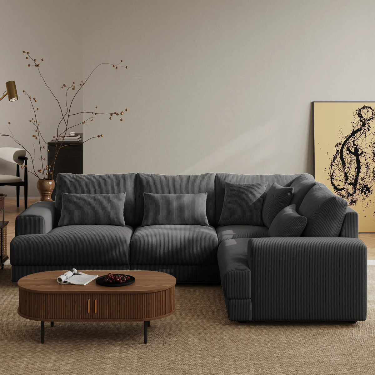 Harmony Modular Corduroy Loveseat - Exclusivia