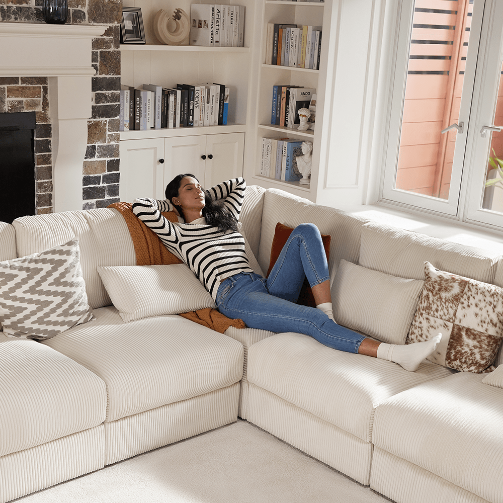 Harmony Modular Corduroy Loveseat - Exclusivia