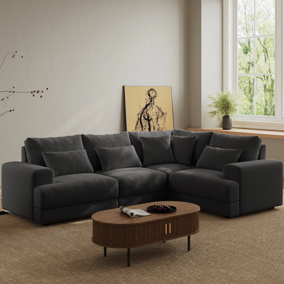 Harmony Modular Corduroy Loveseat - Exclusivia