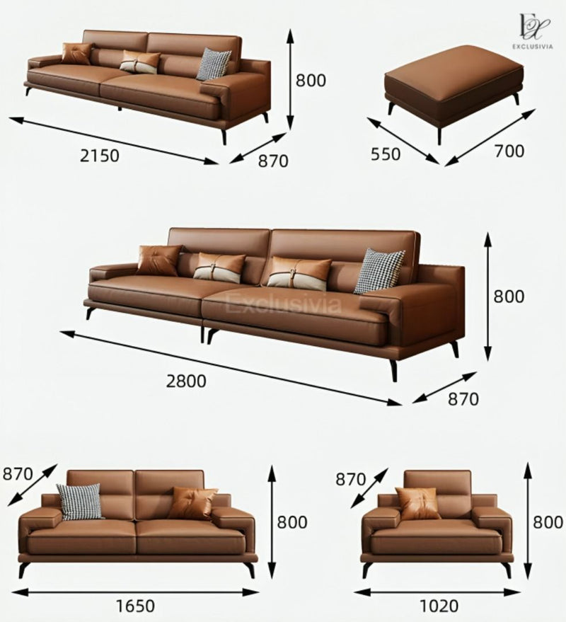 HARPER Modern Leather Sofa - Exclusivia