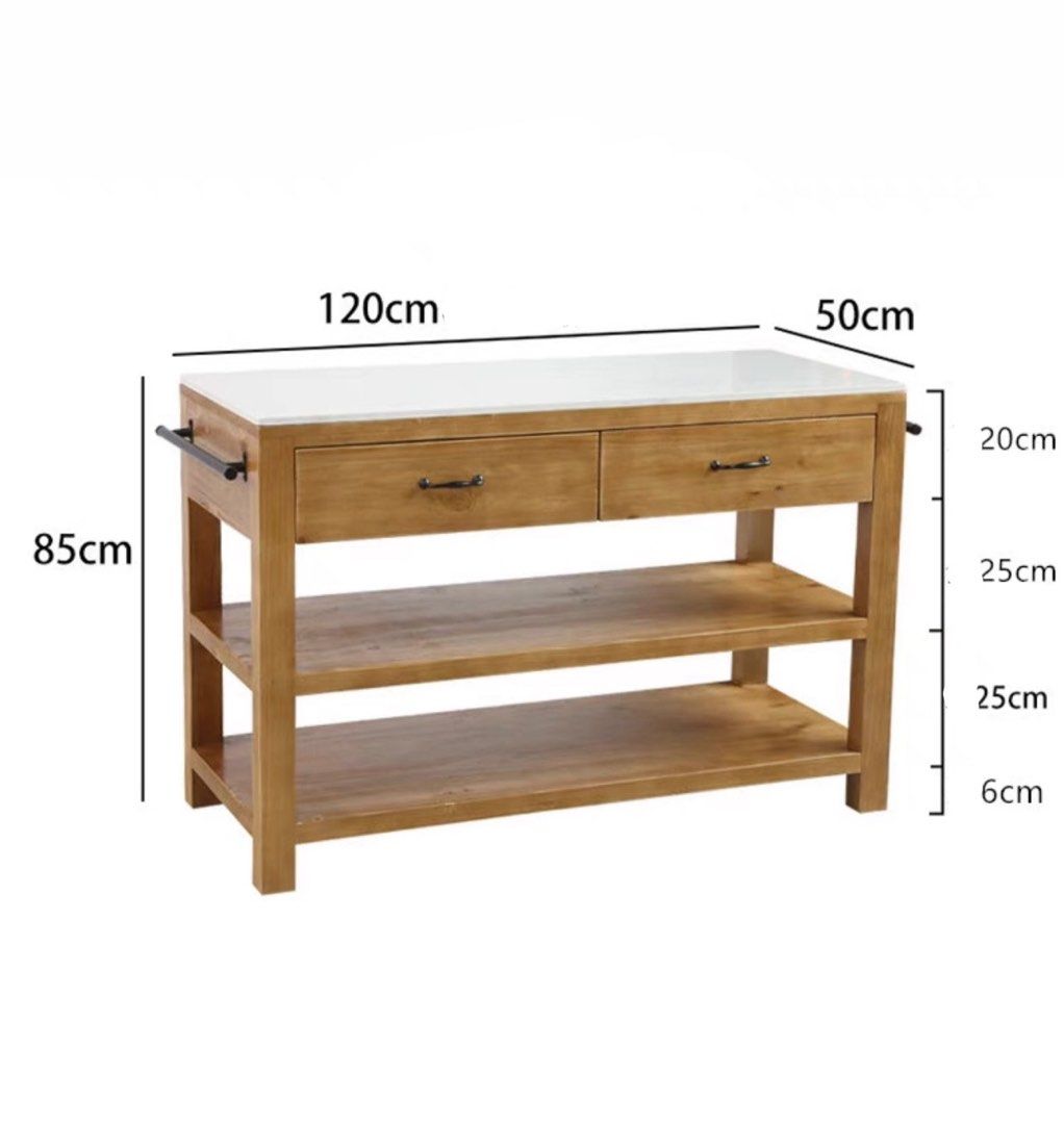 HAVEN Rustic Solid Wood Kitchen Island - Exclusivia