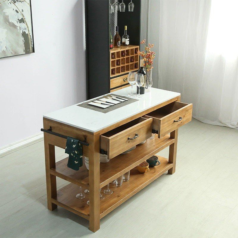 HAVEN Rustic Solid Wood Kitchen Island - Exclusivia