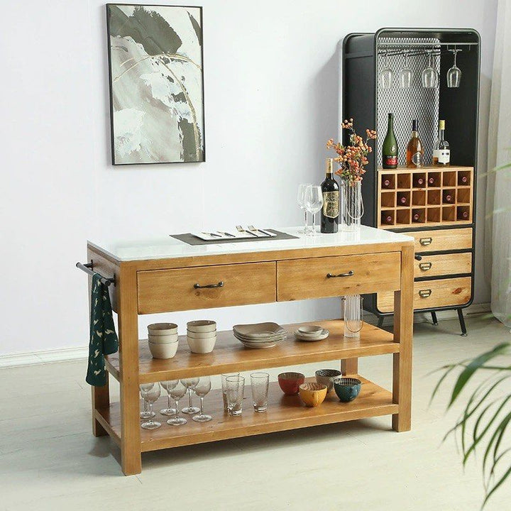 HAVEN Rustic Solid Wood Kitchen Island - Exclusivia