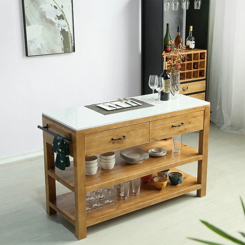 HAVEN Rustic Solid Wood Kitchen Island - Exclusivia