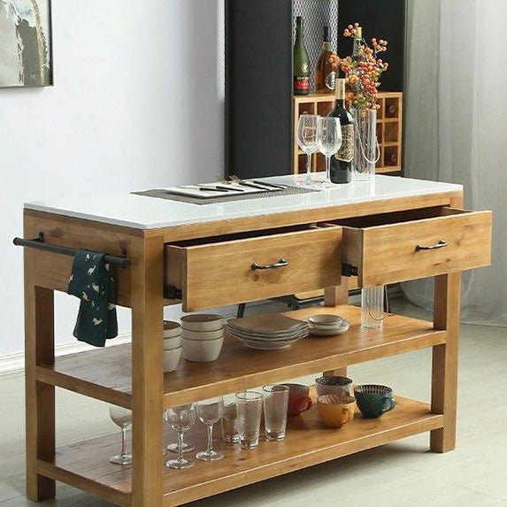 HAVEN Rustic Solid Wood Kitchen Island - Exclusivia