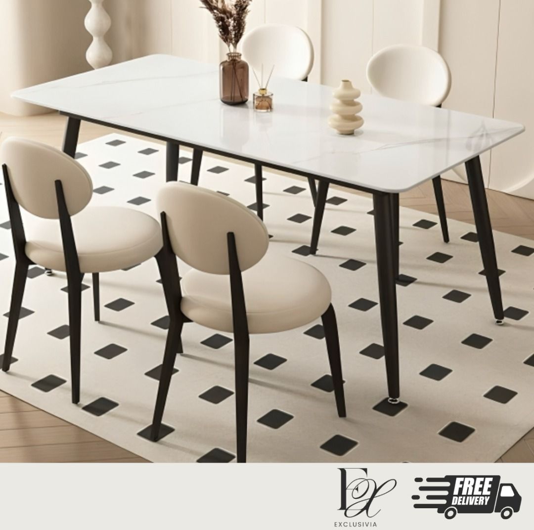 HAYES Modern Sintered Stone Dining Table Set - Exclusivia