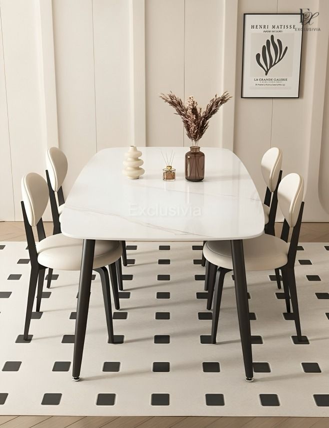 HAYES Modern Sintered Stone Dining Table Set - Exclusivia