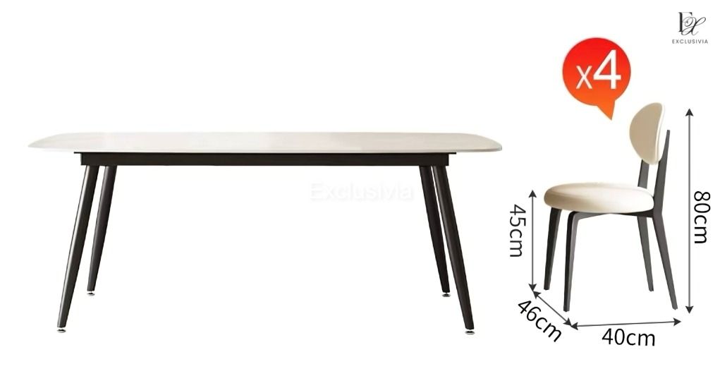 HAYES Modern Sintered Stone Dining Table Set - Exclusivia