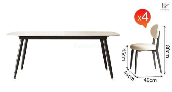 HAYES Modern Sintered Stone Dining Table Set - Exclusivia