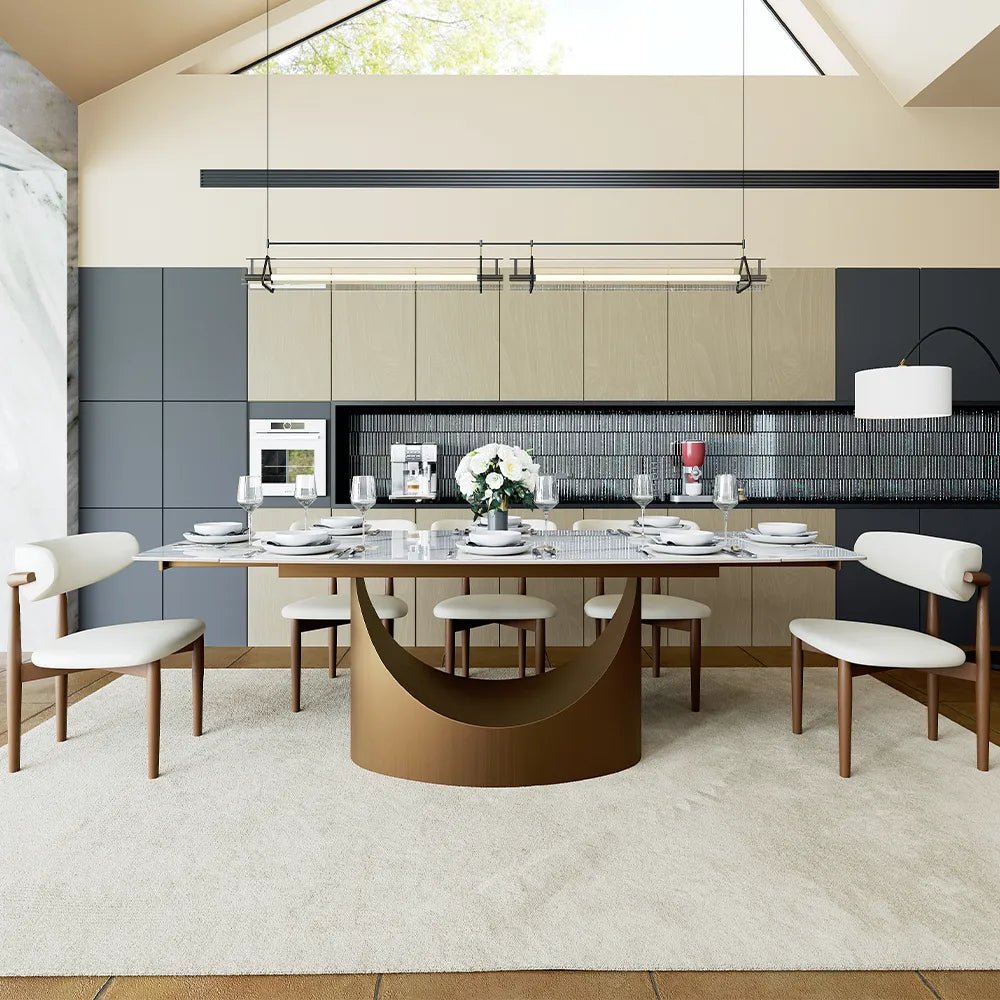 Hobart Expandable Glossy Sintered Stone Dining Table - Exclusivia