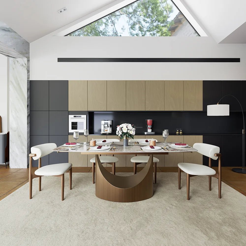 Hobart Expandable Glossy Sintered Stone Dining Table - Exclusivia