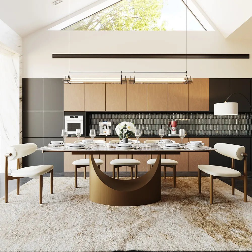 Hobart Expandable Glossy Sintered Stone Dining Table - Exclusivia