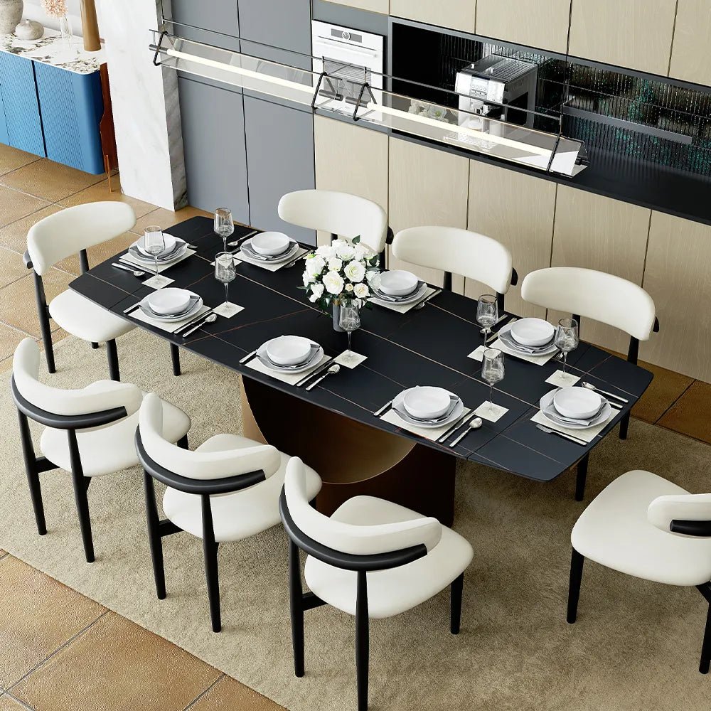 Hobart Expandable Glossy Sintered Stone Dining Table - Exclusivia