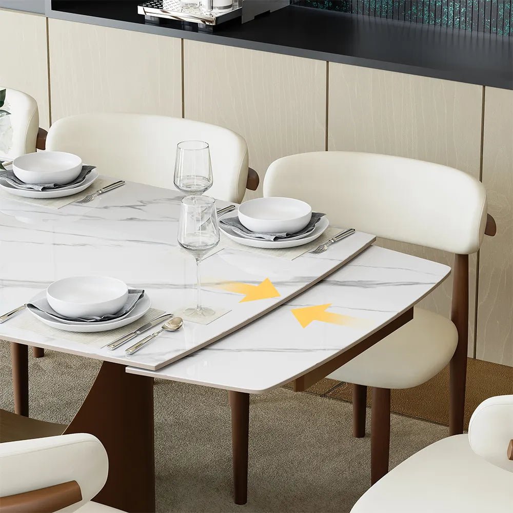 Hobart Expandable Glossy Sintered Stone Dining Table - Exclusivia